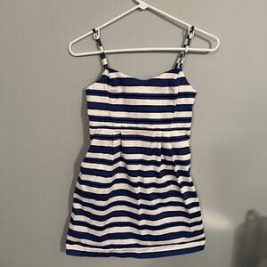 Gap Blue & White Stripe Sleeveless Mini Dress Womens Size 0 Petite Spandex Blend